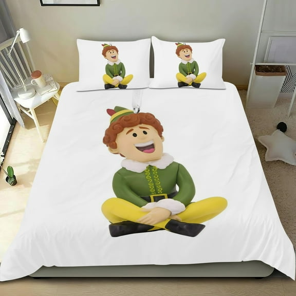 Elf Buddy's Sing Themed Bed Sheet Set Three Piece Set 53x79 Inches Comfortable And Skin Friendly Unique Design Creating A Star Studded Night