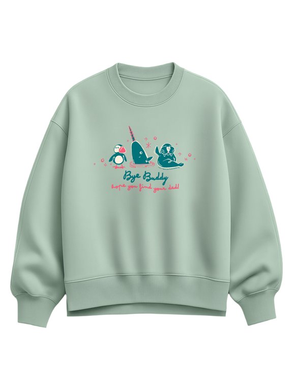 - Bye, Buddy Women's Oversized Fleece Crew Sweatshirt