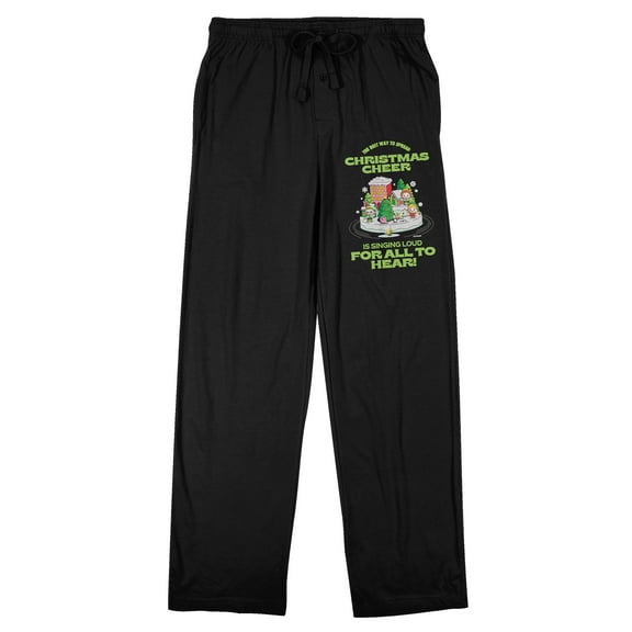 Elf Christmas Cheer Men's Black Sleep Pajama Pants-Medium