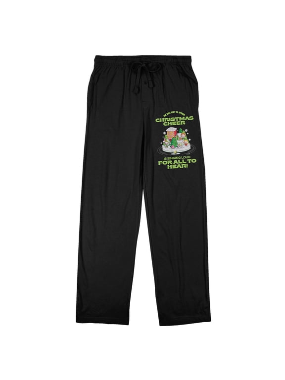 Elf Christmas Cheer Men's Black Sleep Pajama Pants-Medium
