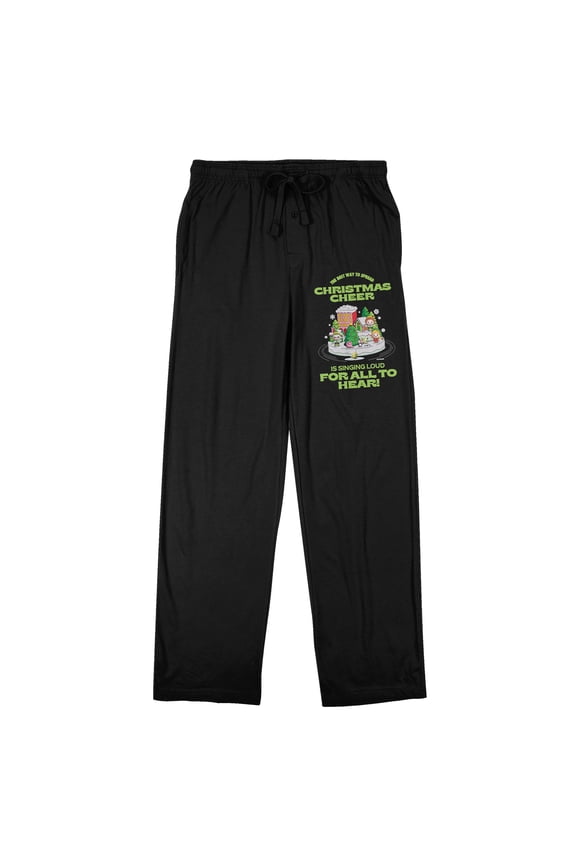 Elf Christmas Cheer Men's Black Sleep Pajama Pants-XXL
