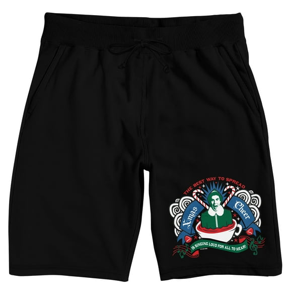 Elf Christmas Cheer Men's Black Sleep Pajama Shorts
-Medium