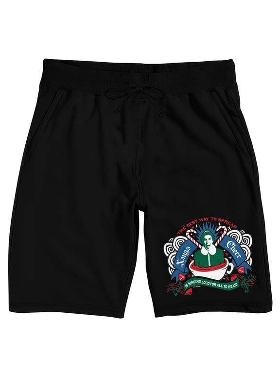 Elf Christmas Cheer Men's Black Sleep Pajama Shorts
-Medium
