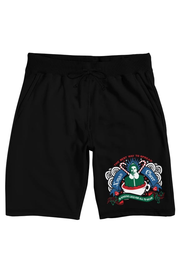 Elf Christmas Cheer Men's Black Sleep Pajama Shorts
-Small