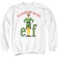 thumbnail image 1 of Elf Christmas Raised By Elves Unisex Adult Crewneck Sweatshirt (Small) White, 1 of 5
