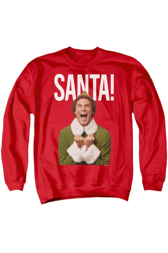 Elf Christmas Saaaaaanta Unisex Adult Crewneck Sweatshirt (Large) Red