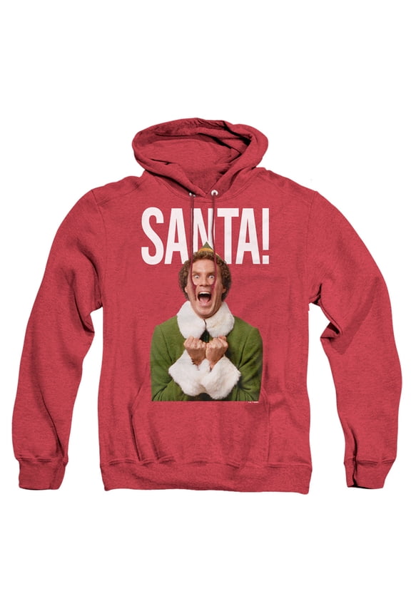 Elf Christmas Saaaaaanta Unisex Adult Pull-Over Heather Hoodie,Red, Large
