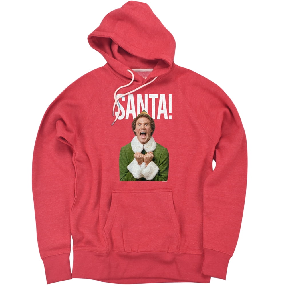 Elf Christmas Saaaaaanta Unisex Adult Slim Fit Pull-Over Heather Hoodie, Red, Small