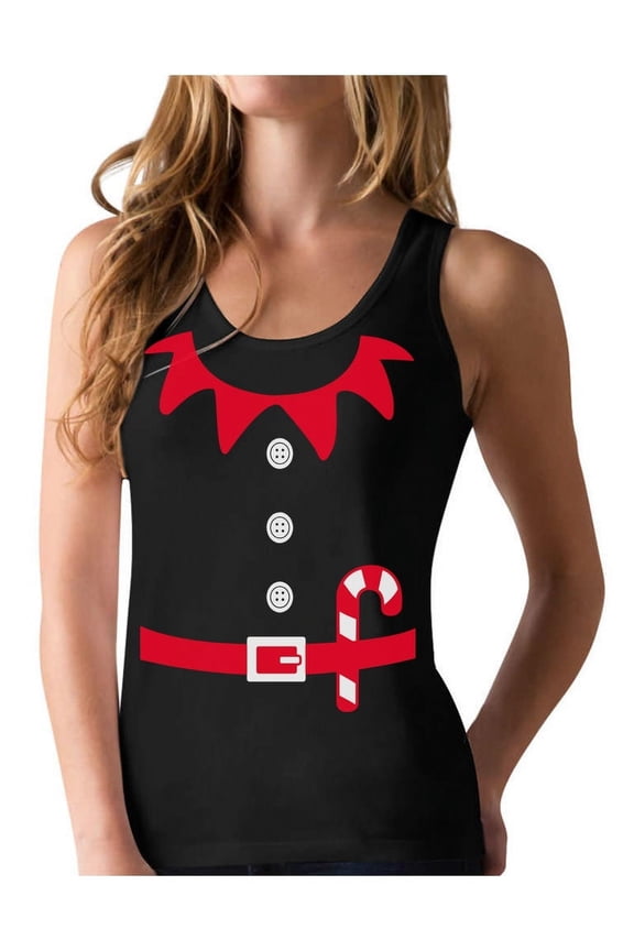 Elf Christmas Tank Top Women Teen Girls Santa's Elves Xmas Racerback Tops Small Black