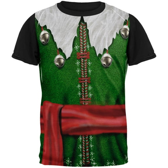 Elf Costume Adult Black Back T-Shirt - Small
