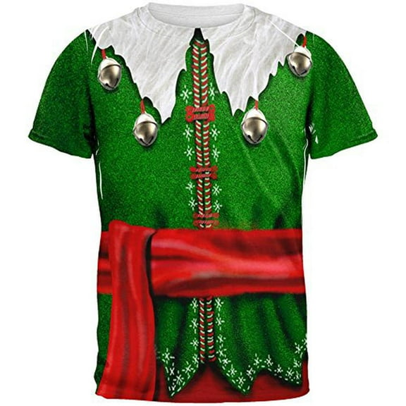 Elf Costume All Over Adult T-Shirt - Medium