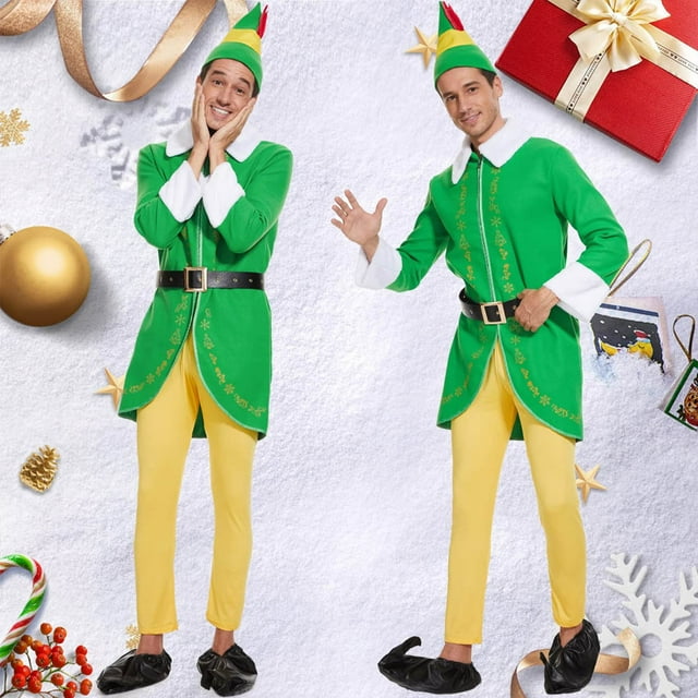 Elf Costume Christmas Buddy Jacket Belt Pants Holiday Green Party ...