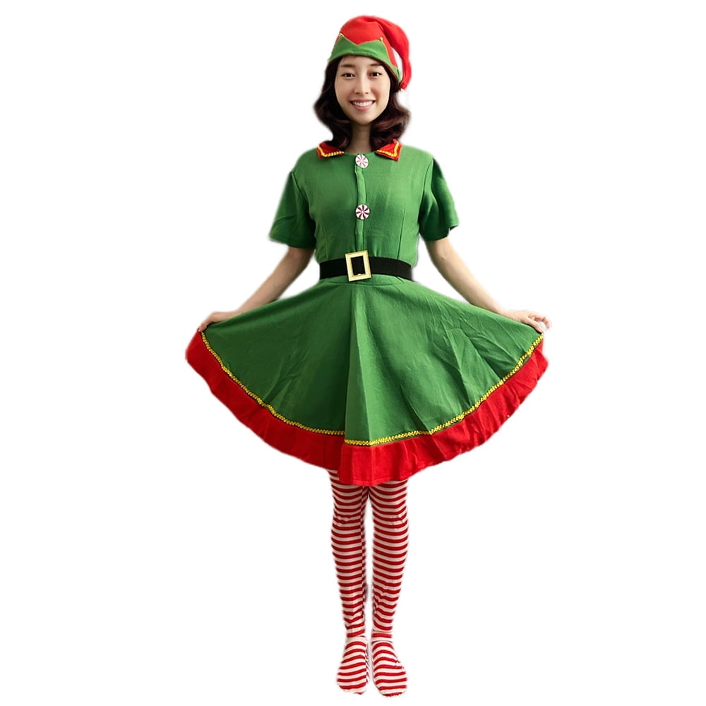 Halloween Christmas Elf Costume For Women, Lady Elf Costume Women Christmas Elf Dress
