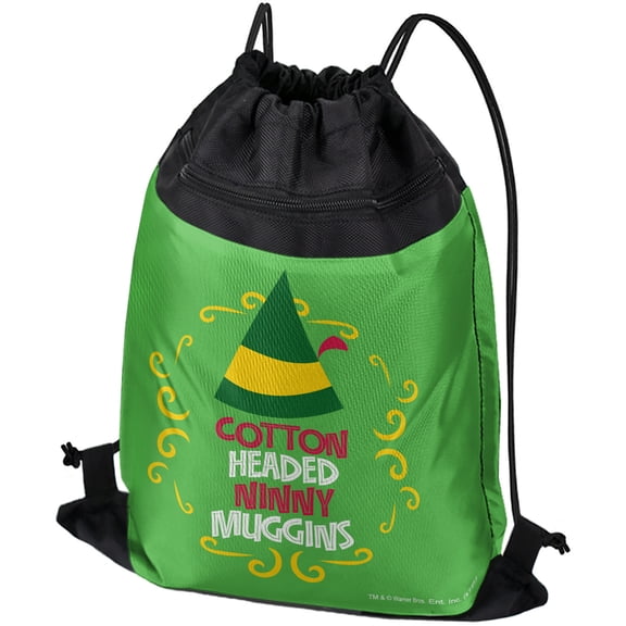 Elf Cotton Headed Ninny Muggins Drawstring Backpack Sports Bag Sackpack 17" x 13", Perfect for Gym, Yoga or Practice