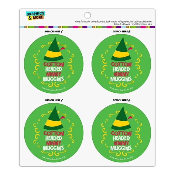 Elf Cotton Headed Ninny Muggins Refrigerator Fridge Locker Vinyl Circle Magnet Set