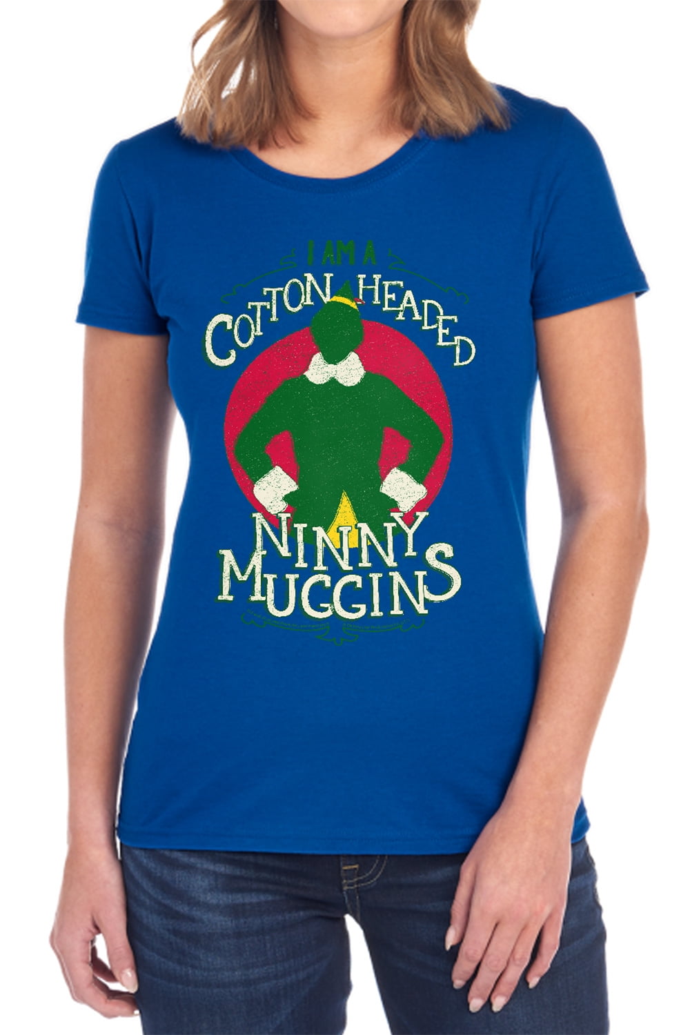 Elf Cotton Headed Women's T Shirt, Royal, Small