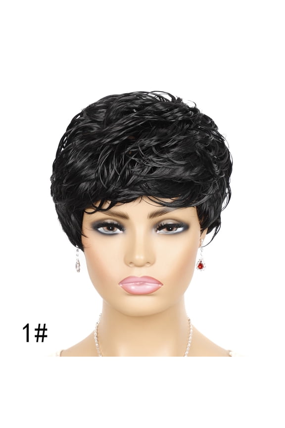 Elf Cut Wig Short Hair Wig with Bangs Mixed Color Highlights Fluffy Synthetic Wig Replacement Wig for Women Halloween Costume Wig