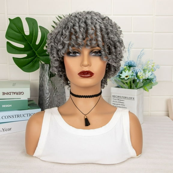 Elf Cut Wig Short Hair Wig with Bangs Mixed Color Highlights Fluffy Synthetic Wig Replacement Wig for Women Halloween Costume Wig