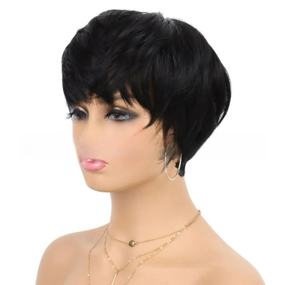 Elf Cut Wig Short Hair Wig with Bangs Mixed Color Highlights Fluffy Synthetic Wig Replacement Wig for Women Halloween Costume Wig