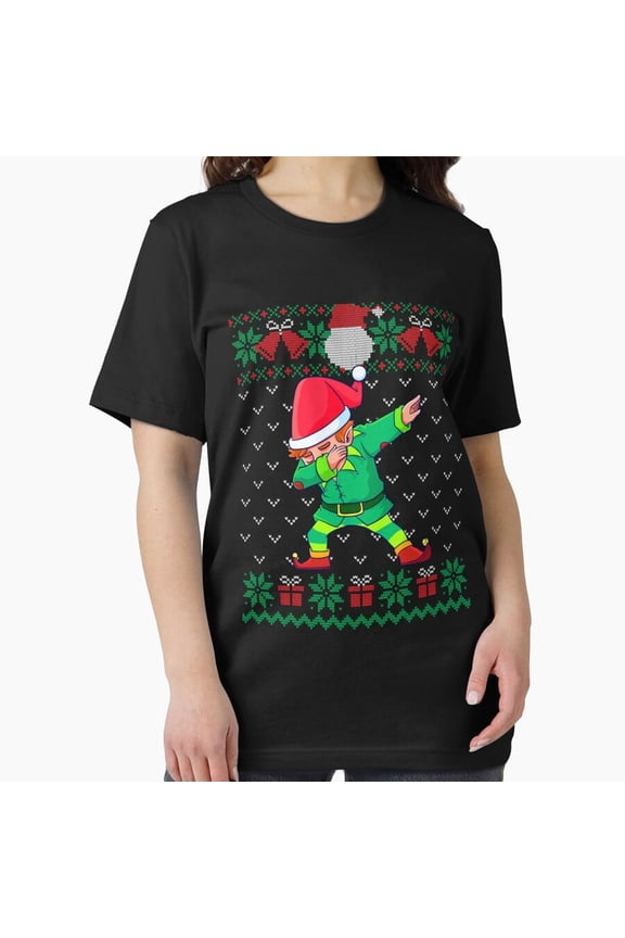 Elf Dab Ugly Sweater Festive Holiday Matching Family Xmas Boys Unisex T-Shirt, up to size 5XL
