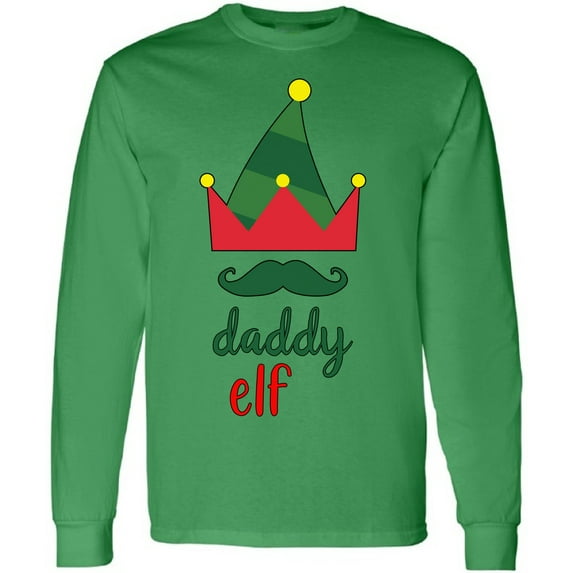 Elf Daddy T-Shirt for Men Long Sleeve Family Christmas Sweatshirt - S M L XL 2XL Xmas Graphic Tee - Christmas Mens Shirt Graphic Tee Xmas Gifts for Him