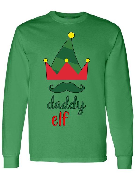 Elf Daddy T-Shirt for Men Long Sleeve Family Christmas Sweatshirt - S M L XL 2XL Xmas Graphic Tee - Christmas Mens Shirt Graphic Tee Xmas Gifts for Him