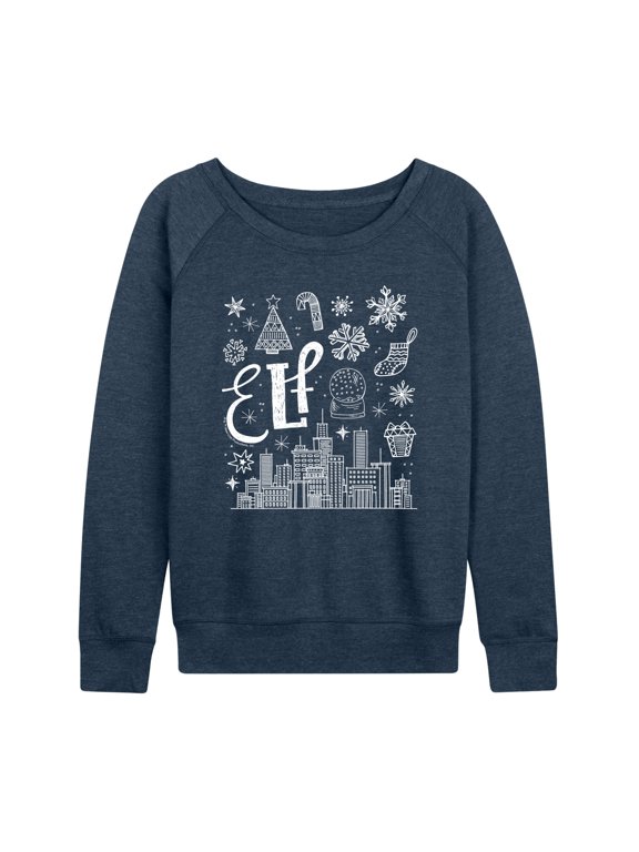 - Women's Lightweight French Terry Wide Neck Long Sleeve Graphic Shirt