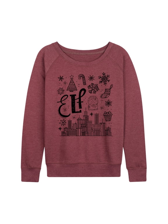- Women's Lightweight French Terry Wide Neck Long Sleeve Graphic Shirt