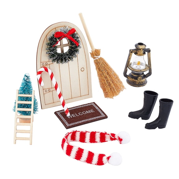 Elf Door Miniature Enchanted Magical Fairy doors with Accessories Christmas Decor Tooth Fairy Wooden Door Kit for Fairy Garden colorful