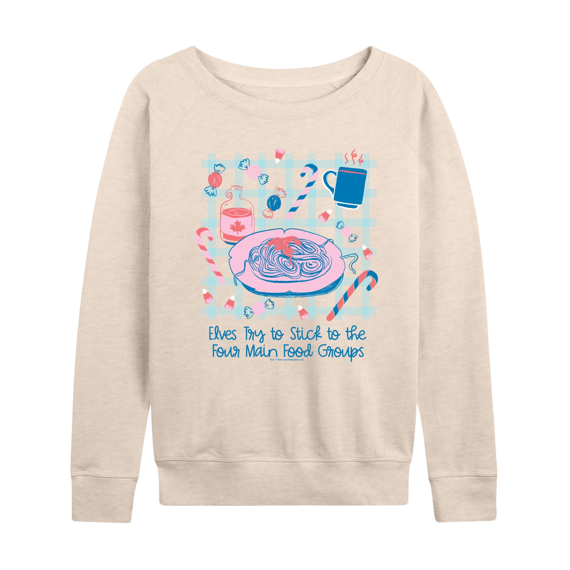 Elf - Elves Stick To Four Food Groups - Women's French Terry Long Sleeve Pullover