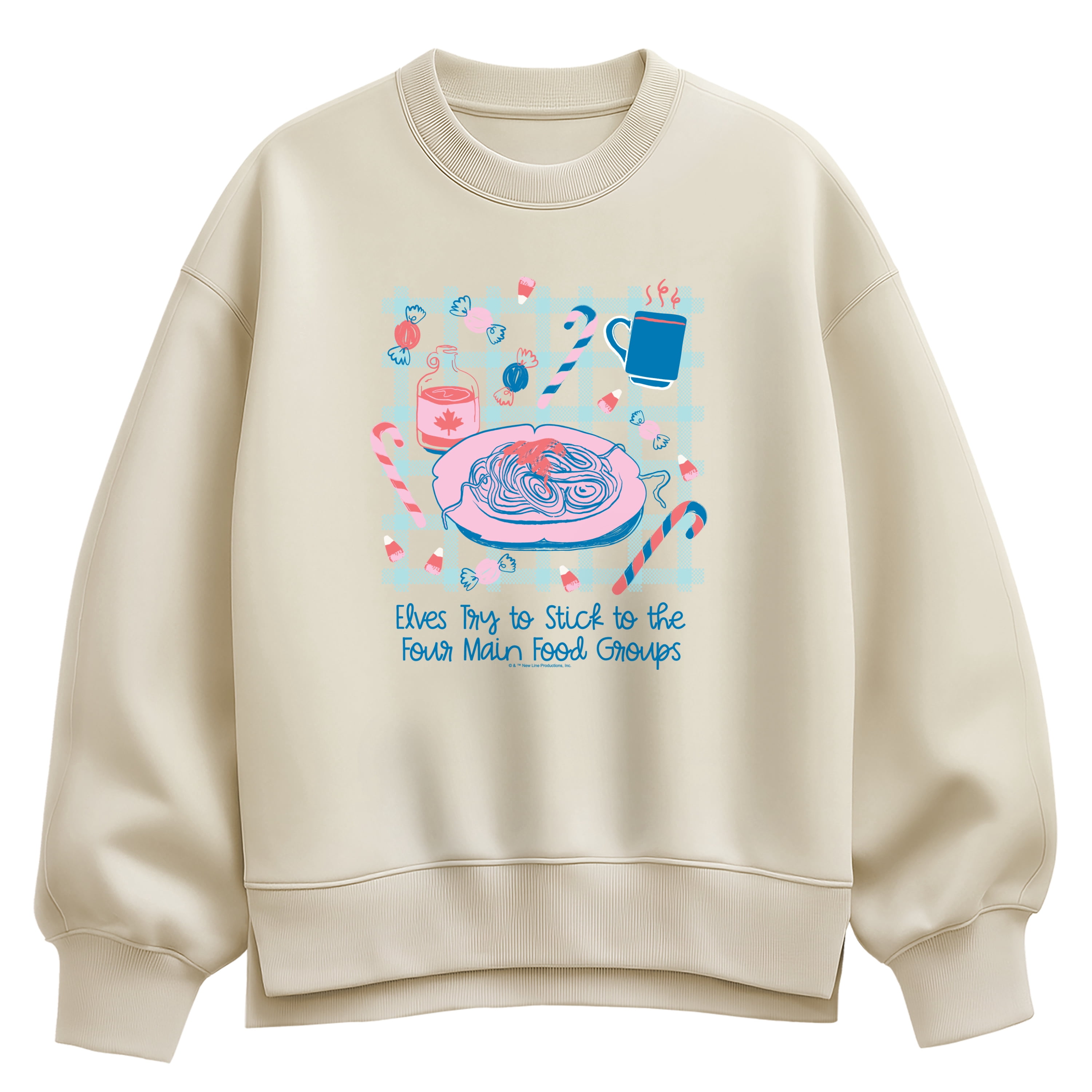 Elf - Elves Stick To Four Food Groups - Women's Oversized Fleece Crew Sweatshirt
