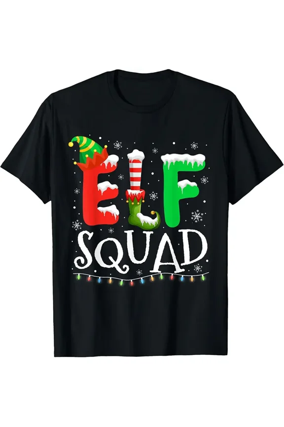 Elf Family Matching Pajamas Holiday Xmas Elf Squad T-Shirt up to size 5XL