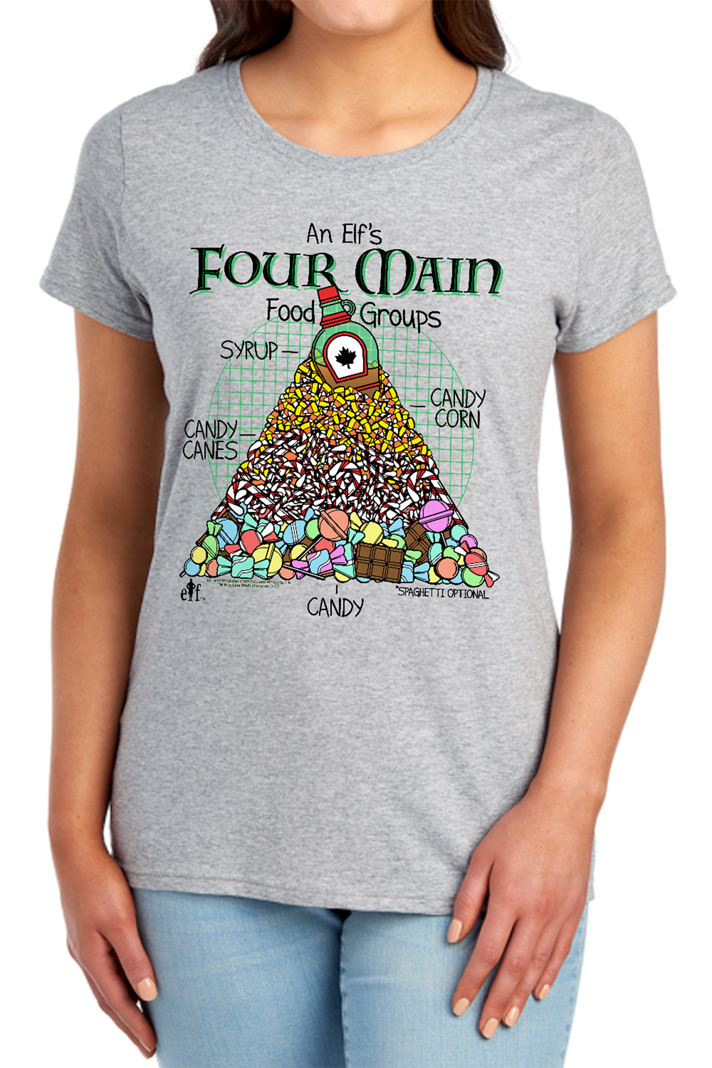 Elf Food Pyramid Women's T Shirt, Athletic Heather, Small
