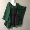 thumbnail image 1 of Elf Forest Costume, Medieval Fairy Dress, Renaissance Corset Set, Womens Traditional Irish Dress Renaissance Medieval Costume Flare Sleeve Corset Halloween Victorian Short Dress , Black M, 1 of 4