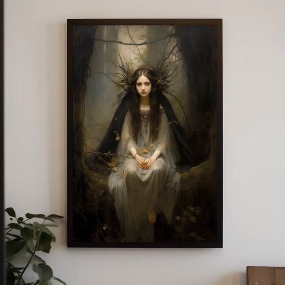 Elf Forest Princess Art - Mythological Figure Fantasy Art - Fantasy Canvas Art - Wild Forest Fairy Fantasy Wall Decor, Unframed Canvas Size 16x24