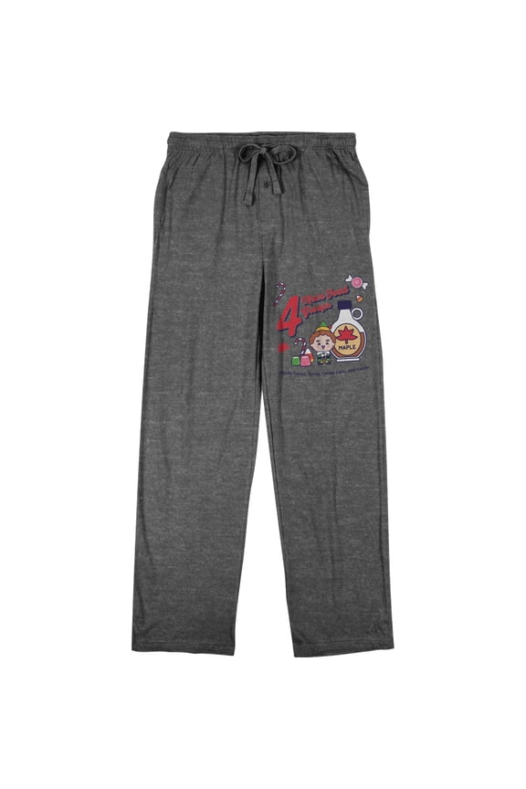 Elf Four Main Food Groups Men's Graphite Heather Sleep Pajama Pants-Large