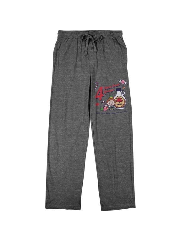Elf Four Main Food Groups Men's Graphite Heather Sleep Pajama Pants-Medium