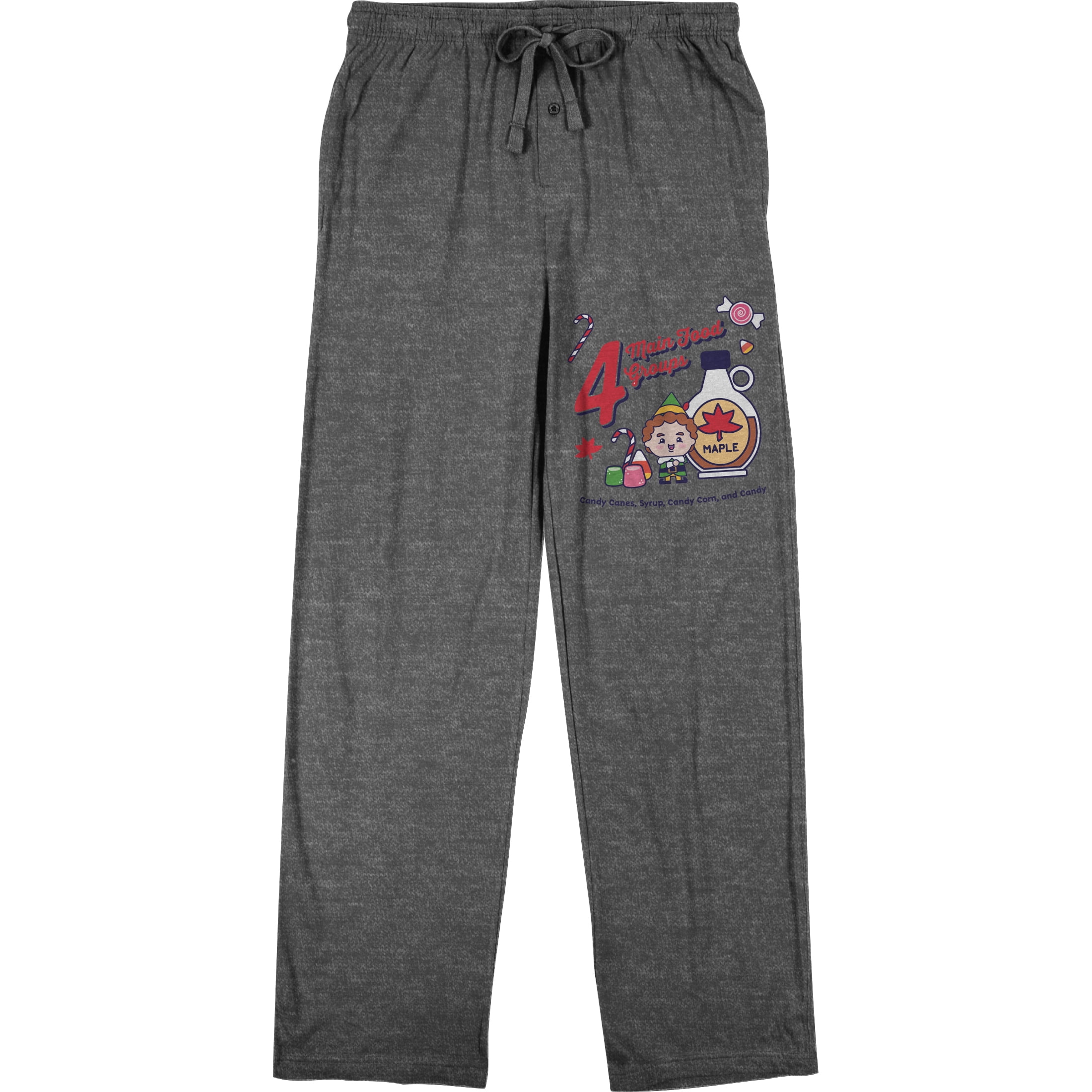 Elf Four Main Food Groups Men's Graphite Heather Sleep Pajama Pants-Small