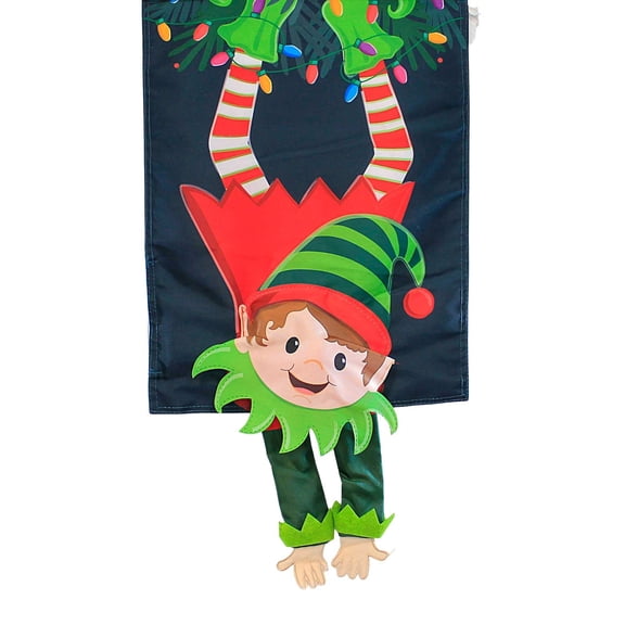 Home & Garden Elf Kicking Garden Flag Christmas Sound Activated 169351Mbl