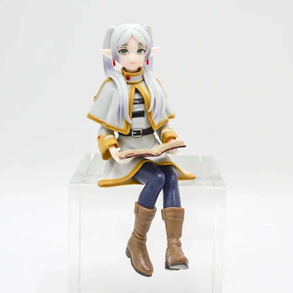 Elf Girl Figurine with Magic Staff, Sitting Fantasy Anime Statue, Painted Collectible Ornament for Desk & Display Shelf