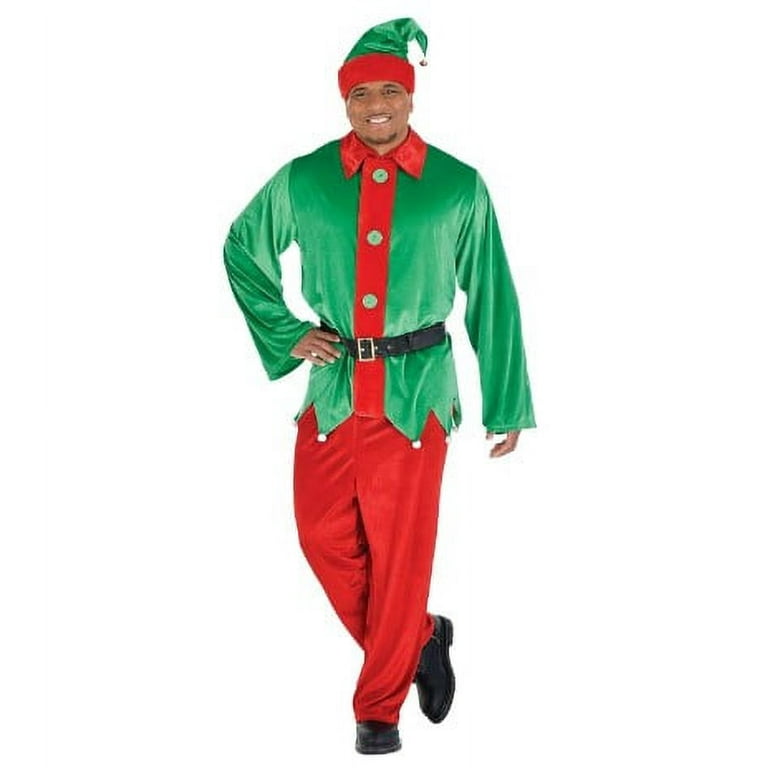 Elf Man Costume Adult Red Green Elf Man Costume Adult Red Green