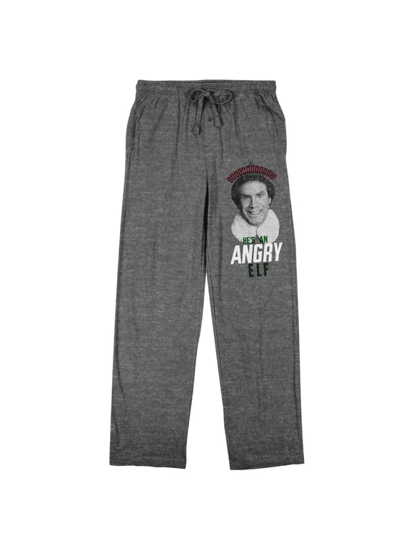 Elf He's An Angry Elf Men's Graphite Heather Sleep Pajama Pants-Large