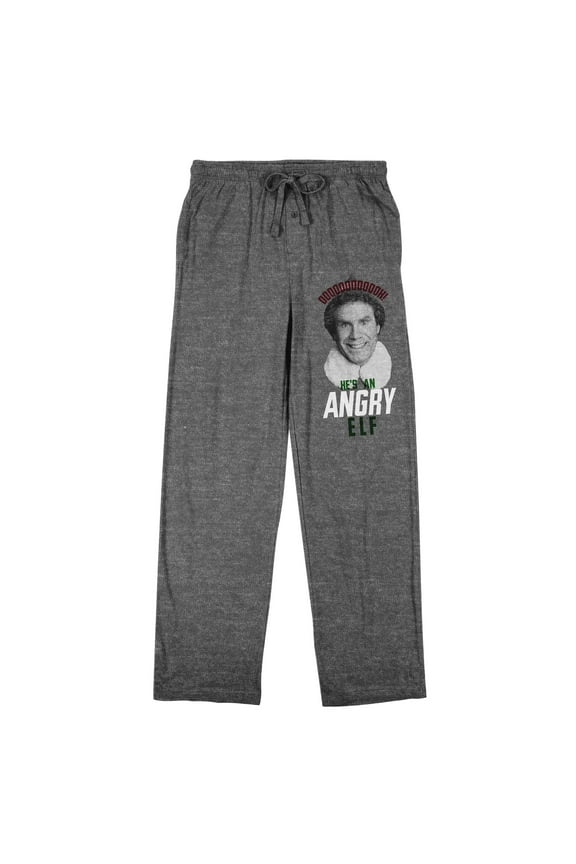Elf He's An Angry Elf Men's Graphite Heather Sleep Pajama Pants-XL