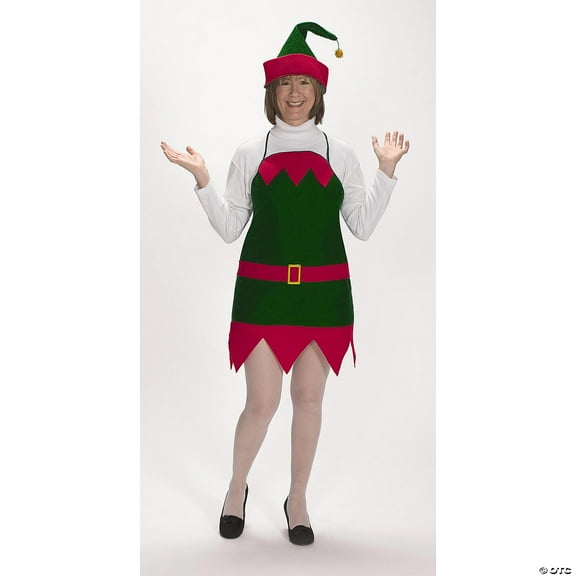 Adult Elf Holiday Apron Hat Christmas Xmas Holiday Party Outfit Costume