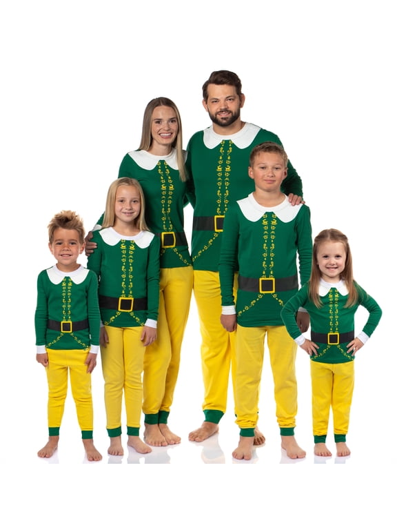 Elf Holiday Classic Movie Boy's Buddy The Elf Tight Fit Long Sleeve Long Pant Loungewear Sleep Pajama Set