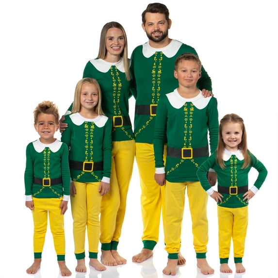Elf Holiday Classic Movie Men's Buddy The Elf Tight Fit Long Sleeve Long Pant Loungewear Sleep Pajama Set