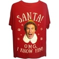 thumbnail image 1 of Elf Holiday T-shirt - Santa, OMG, I Know Him! - one size fits most, 1 of 3
