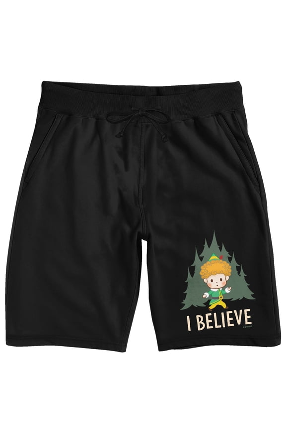 Elf "I Believe" Buddy the Elf Men's Black Sleep Pajama Shorts-Small
