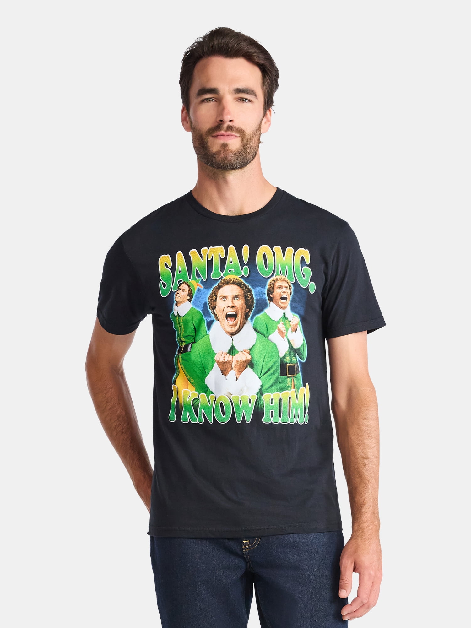 Elf I Know Him Men's and Big Men's Holiday Graphic Tee, Sizes S-3XL