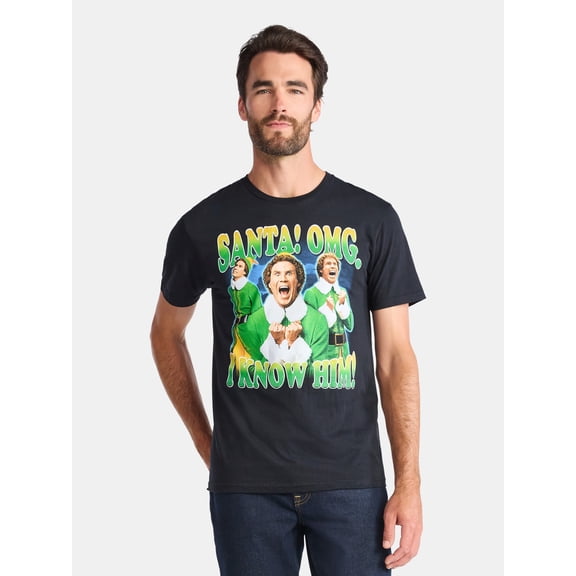 Elf I Know Him Men's and Big Men's Holiday Graphic Tee, Sizes S-3XL